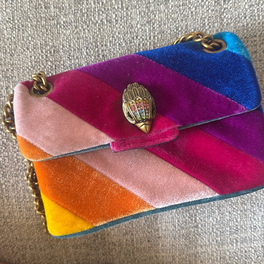 Kurt Geiger Bold Mini Velvet Kensington Handbag Purse Statement Piece